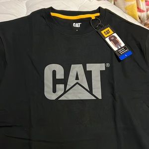 CAT short sleeve shirt. Black with grey logo size Large Brand New with tags